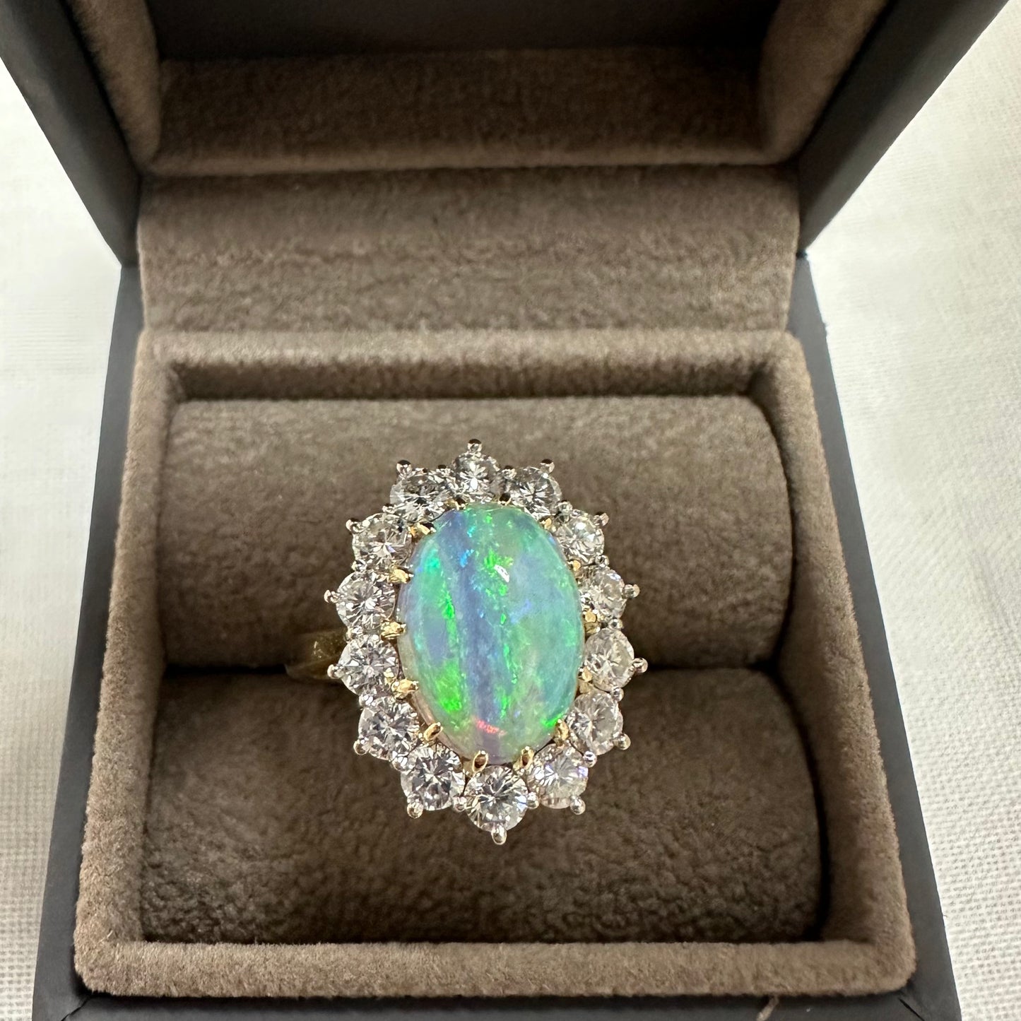 18ct Opal & Diamond Cluster