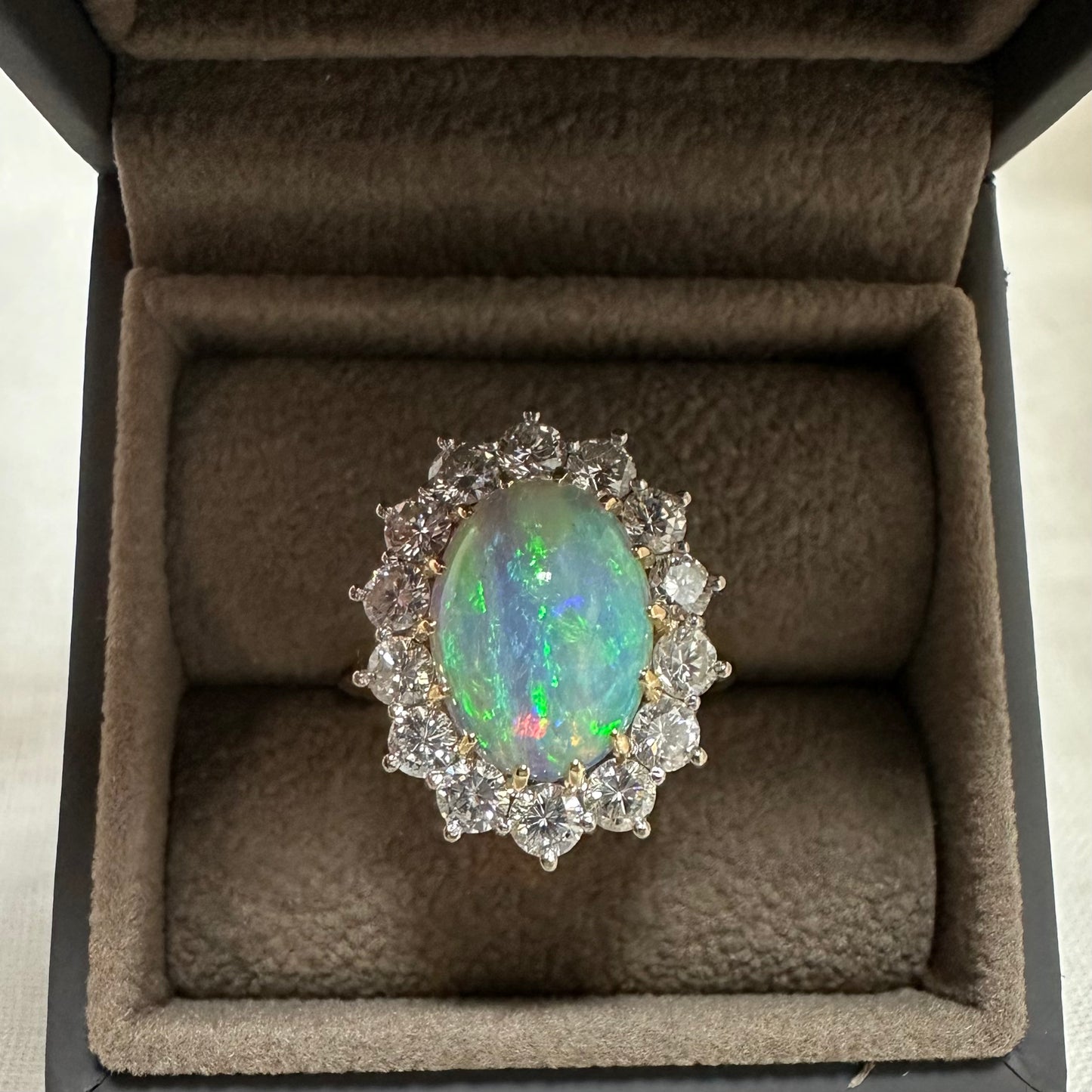 18ct Opal & Diamond Cluster