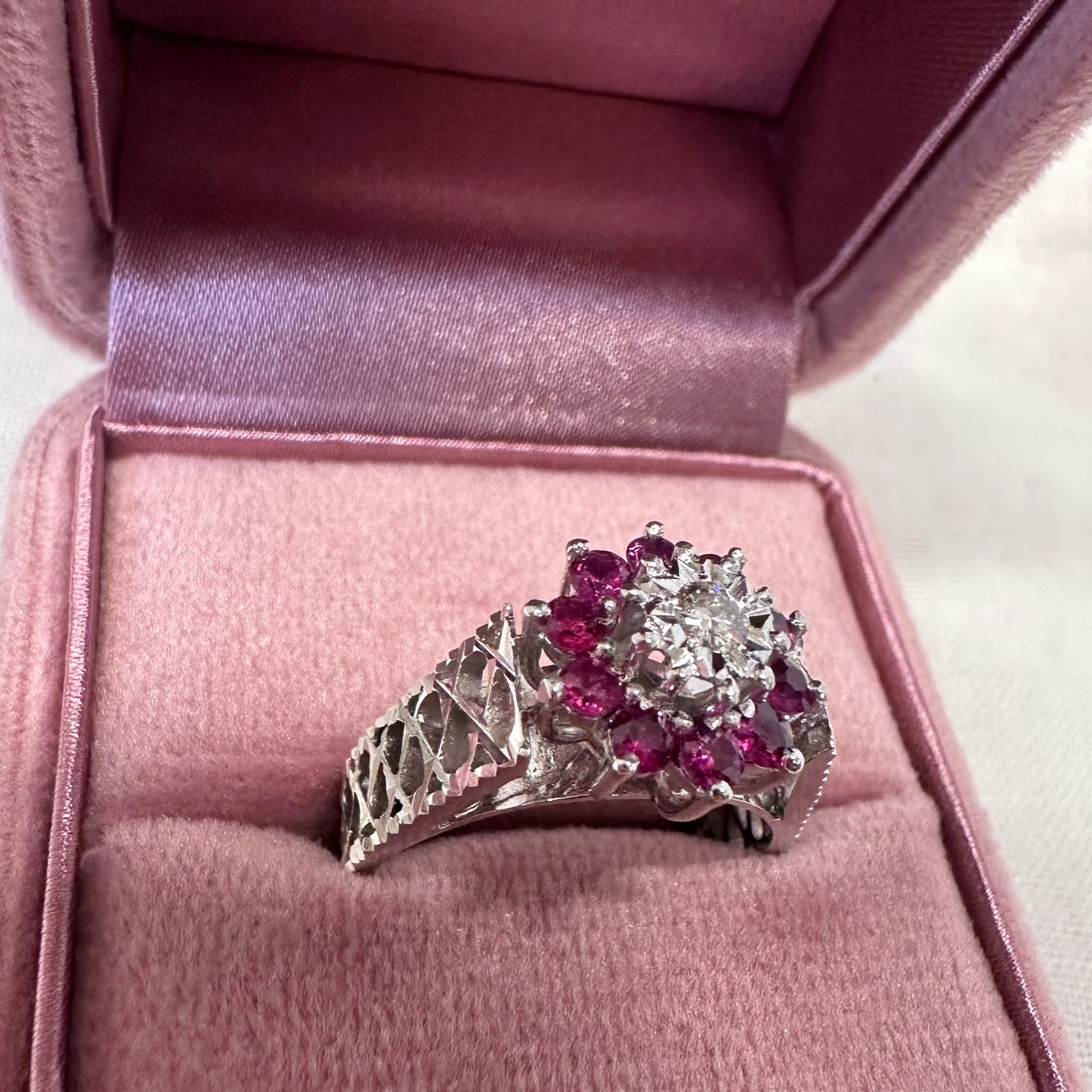 18ct White Gold Ruby & Diamond Ring