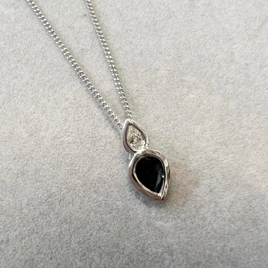 0.53ct pear shaped Sapphire & Diamond