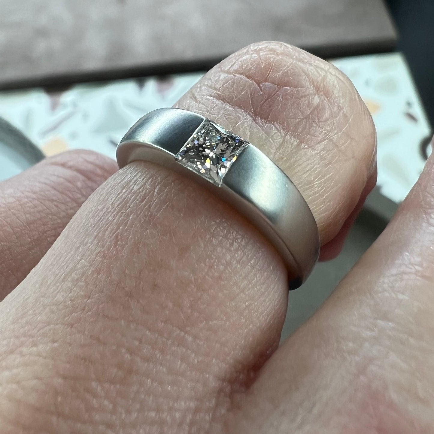Platinum princess cut ring