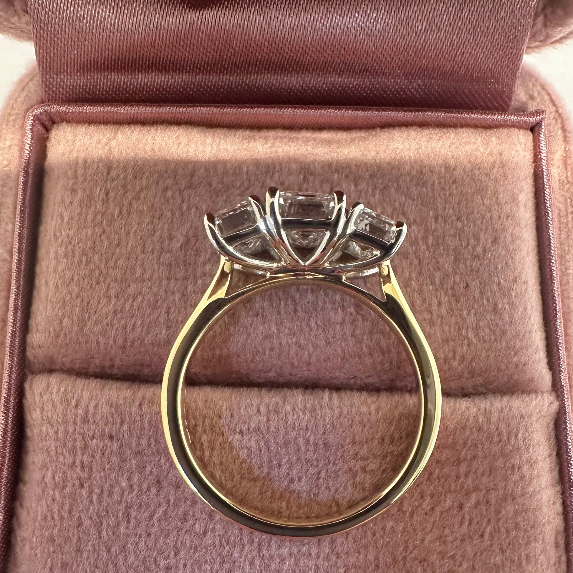 18ct Emerald Cut Trilogy Ring - Lucy in the Sky