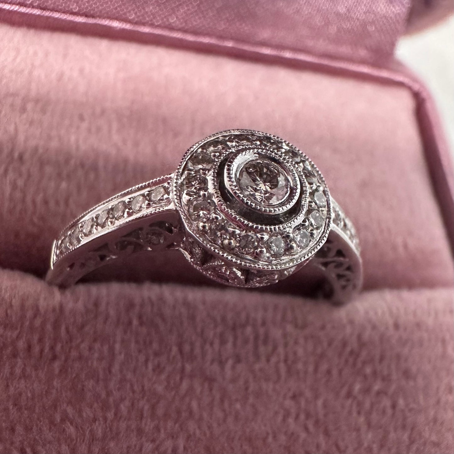 18ct Vintage Style Halo Ring - Lucy in the Sky