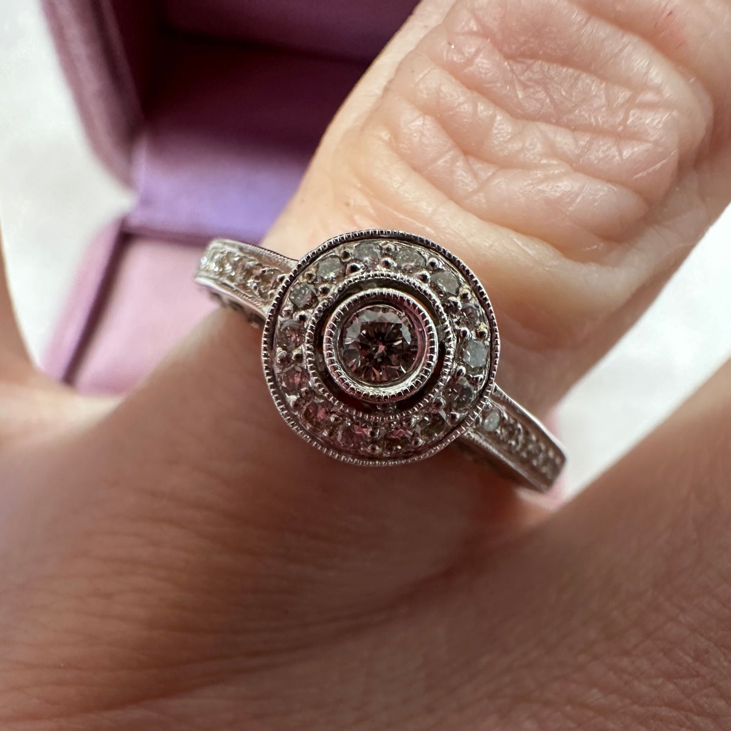 18ct Vintage Style Halo Ring - Lucy in the Sky