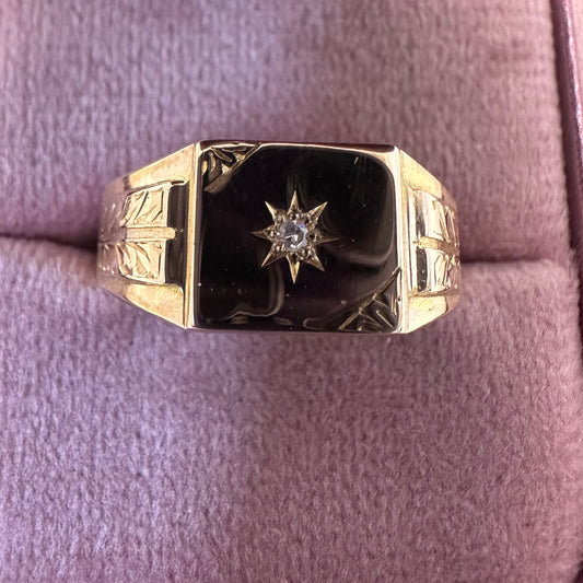 9ct Diamond Signet Ring