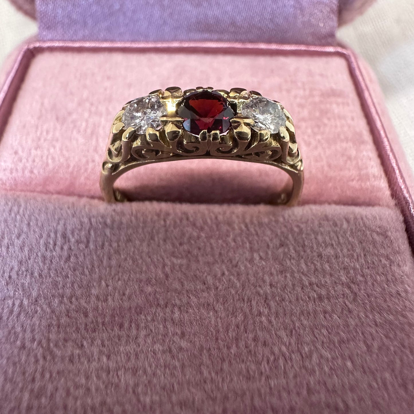 18ct Garnet and Diamond Ring