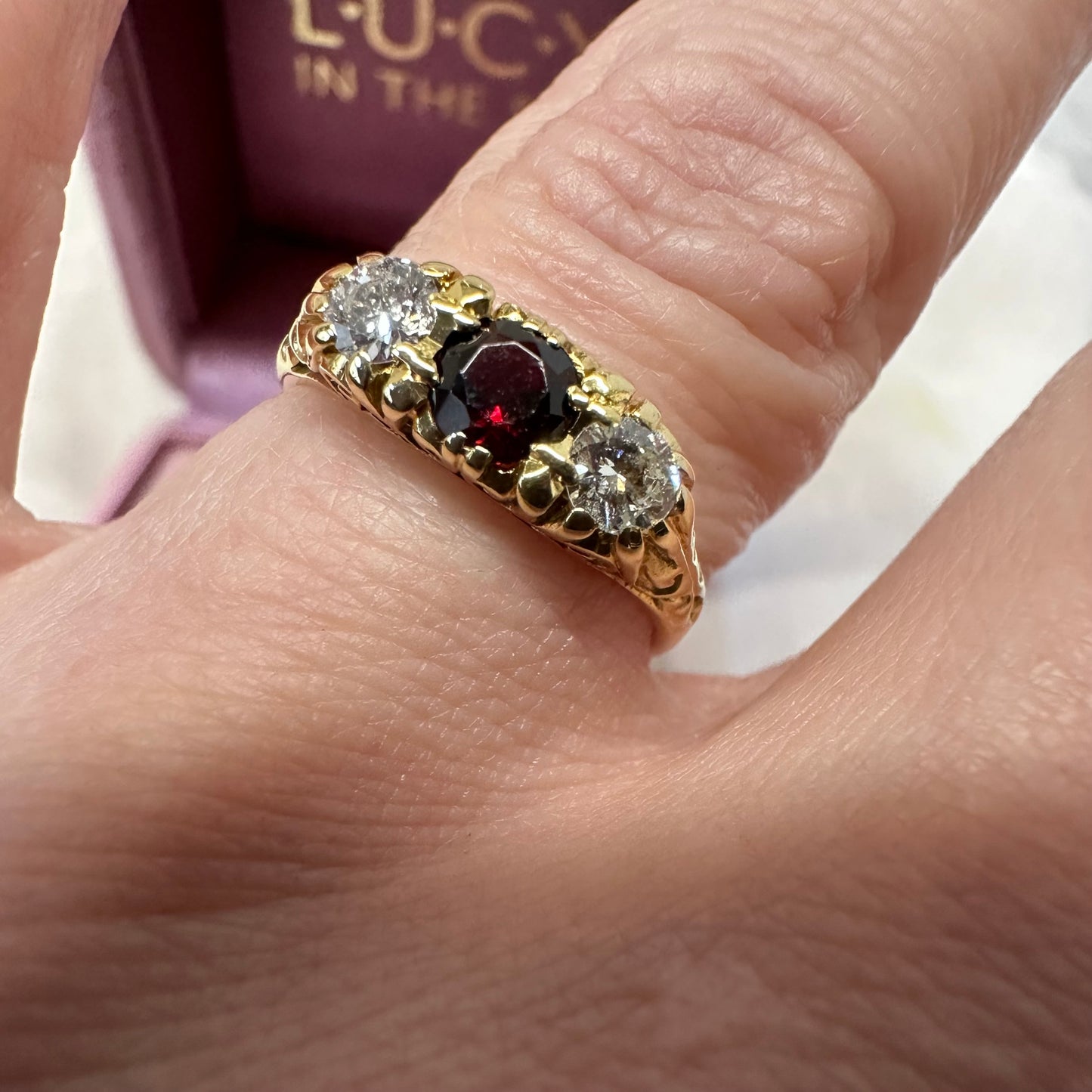 18ct Garnet and Diamond Ring