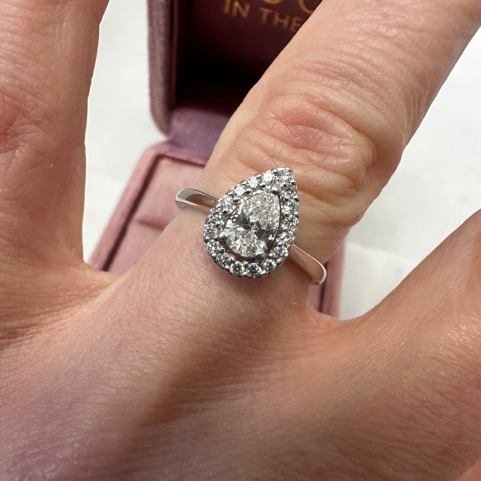 Platinum Pear Diamond Ring - Lucy in the Sky