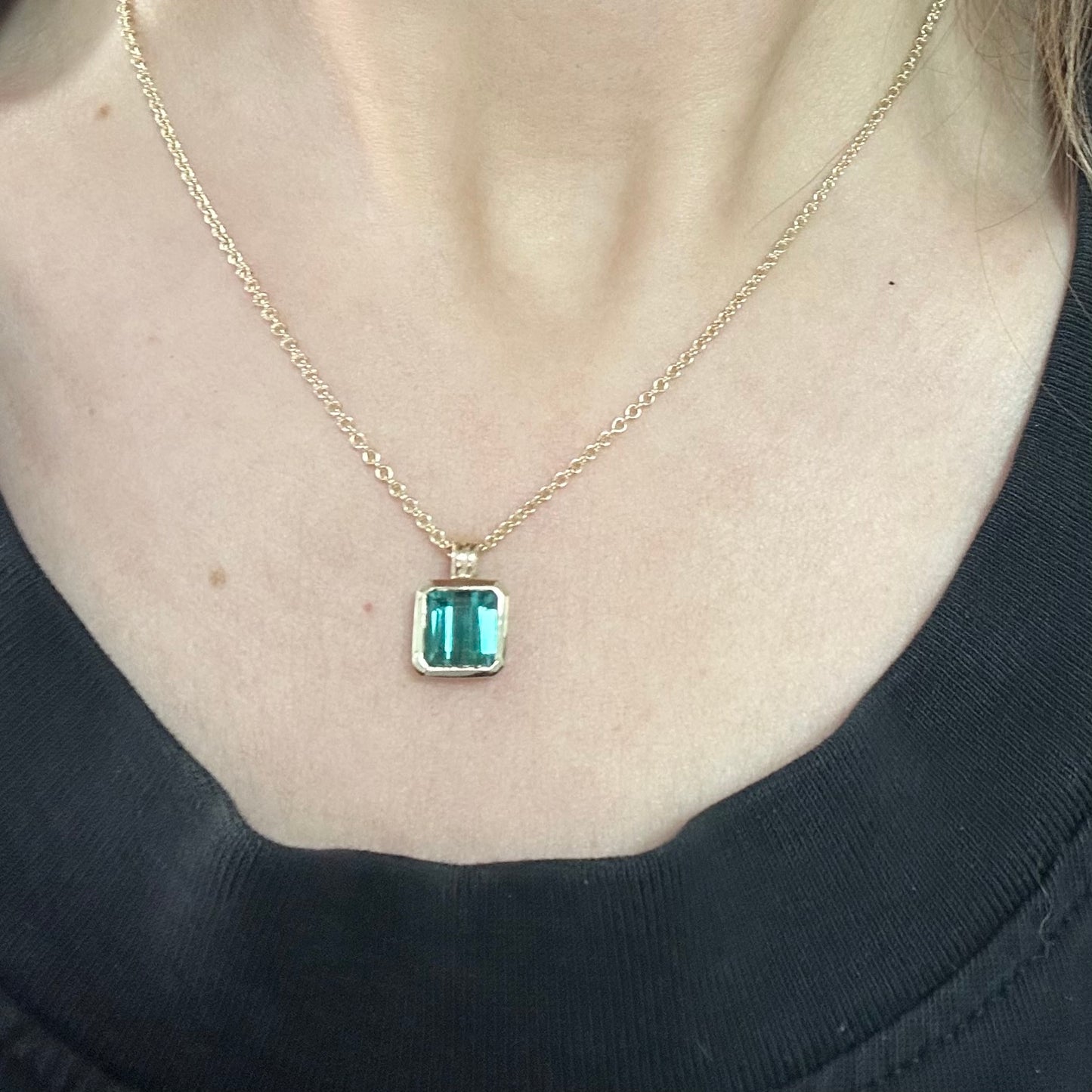 9ct Teal Blue Tourmaline Necklace