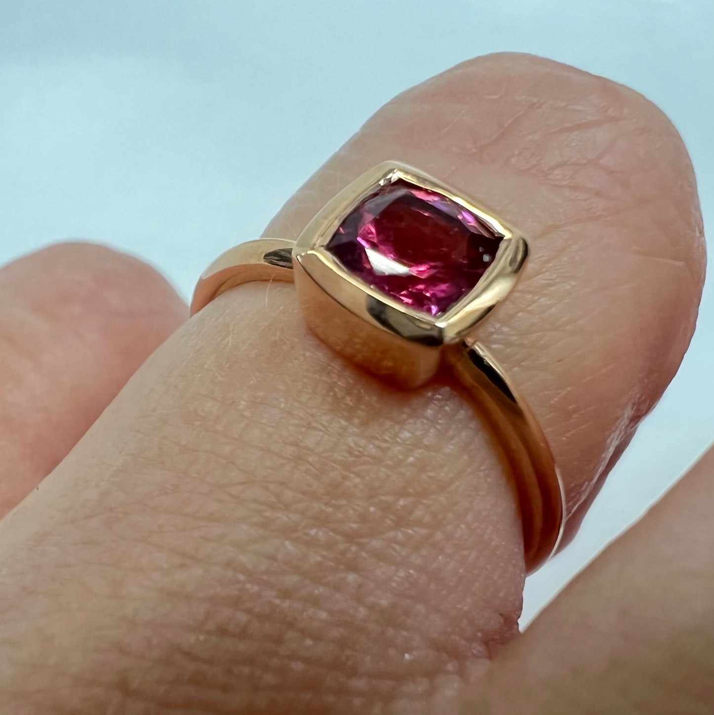 9ct rose gold rubelite ring